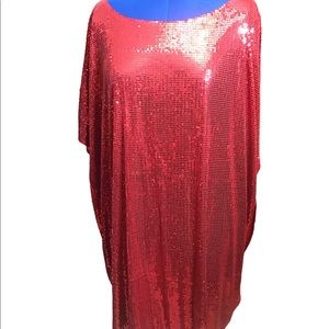 Vintage Robbie Lee NWT Red Sequin MIDI Dress 3X